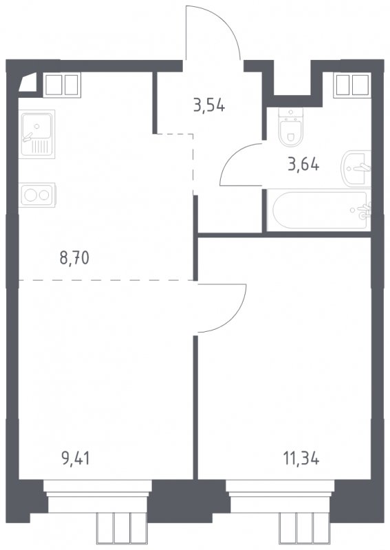 2-комнатная квартира с полной отделкой, 36.63 м2, 8 этаж, сдача 1 квартал 2023 г., ЖК Тропарево Парк, корпус 1.3 - объявление 1677062 - фото №1