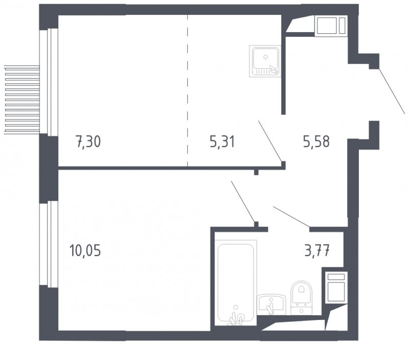 2-комнатная квартира с полной отделкой, 32.01 м2, 10 этаж, сдача 3 квартал 2023 г., ЖК Мытищи Парк, корпус 2 - объявление 1589171 - фото №1