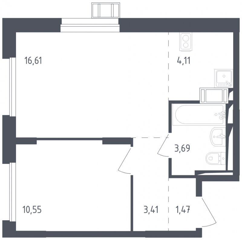 2-комнатная квартира с полной отделкой, 39.84 м2, 13 этаж, сдача 2 квартал 2023 г., ЖК Пригород Лесное, корпус 1.2 - объявление 1572384 - фото №1