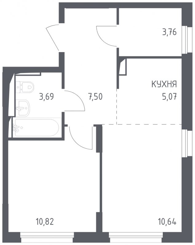 2-комнатная квартира с полной отделкой, 41.48 м2, 6 этаж, сдача 4 квартал 2023 г., ЖК Остафьево, корпус 11.3 - объявление 1744656 - фото №1