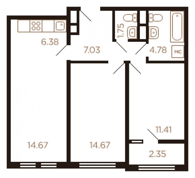 3-комнатная квартира с полной отделкой, 63 м2, 3 этаж, дом сдан, ЖК Миниполис Рафинад, корпус 11 - объявление 1464110 - фото №1