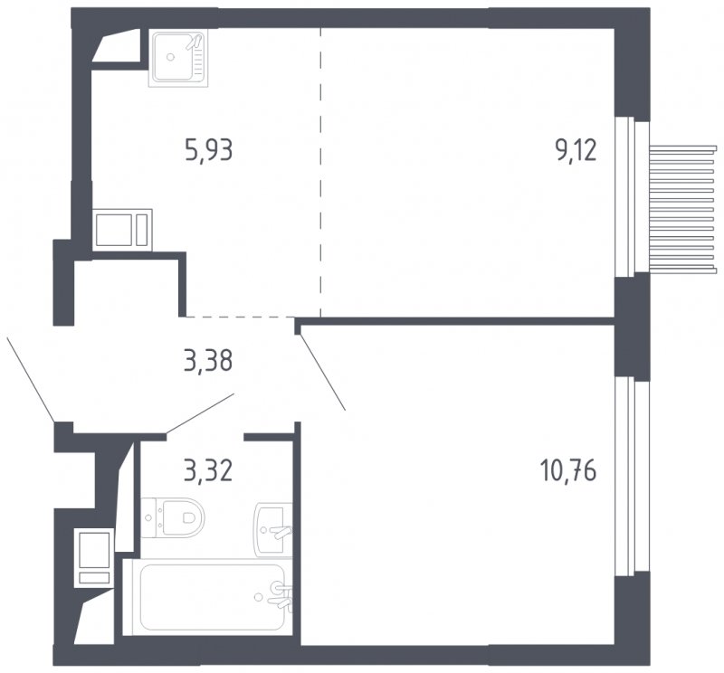 2-комнатная квартира с полной отделкой, 32.51 м2, 15 этаж, сдача 3 квартал 2023 г., ЖК Мытищи Парк, корпус 2 - объявление 1586270 - фото №1