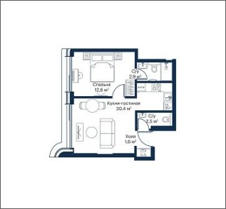 1-комнатная квартира с частичной отделкой, 40 м2, 48 этаж, сдача 4 квартал 2023 г., ЖК City Bay, корпус Atlantic Ocean 2 - объявление 1932931 - фото №1