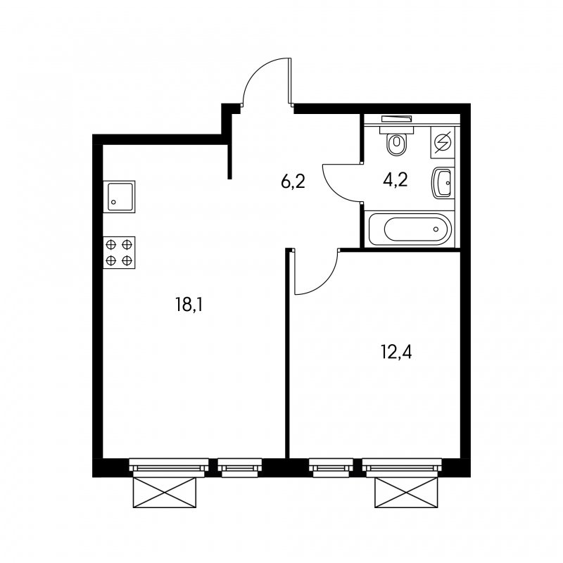 1-комнатная квартира с полной отделкой, 40.6 м2, 3 этаж, дом сдан, ЖК Митино Парк, корпус 4 - объявление 1801160 - фото №1