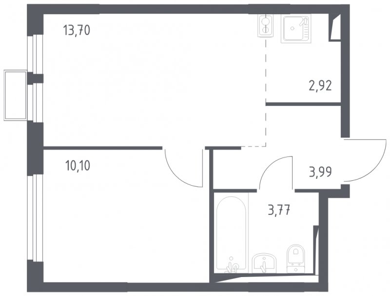 2-комнатная квартира с полной отделкой, 34.48 м2, 13 этаж, сдача 4 квартал 2024 г., ЖК Остафьево, корпус 13 - объявление 1848573 - фото №1