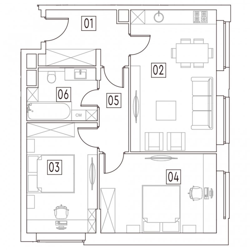3-комнатные апартаменты без отделки, 68.8 м2, 9 этаж, сдача 2 квартал 2022 г., ЖК MAINSTREET, корпус 4 - объявление 1326001 - фото №1