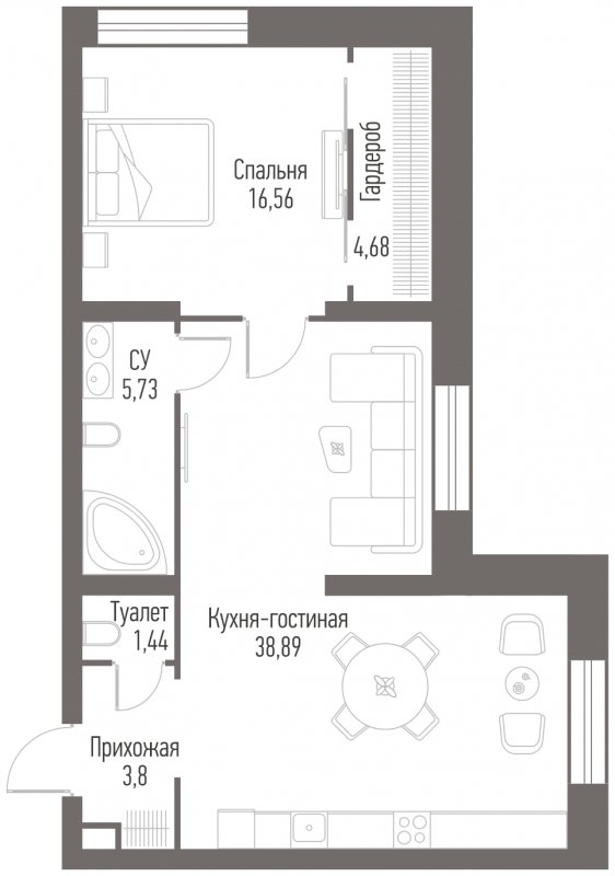 2-комнатные апартаменты 70.4 м2, 24 этаж, дом сдан, ЖК Alcon Tower, корпус 1 - объявление 1837677 - фото №1