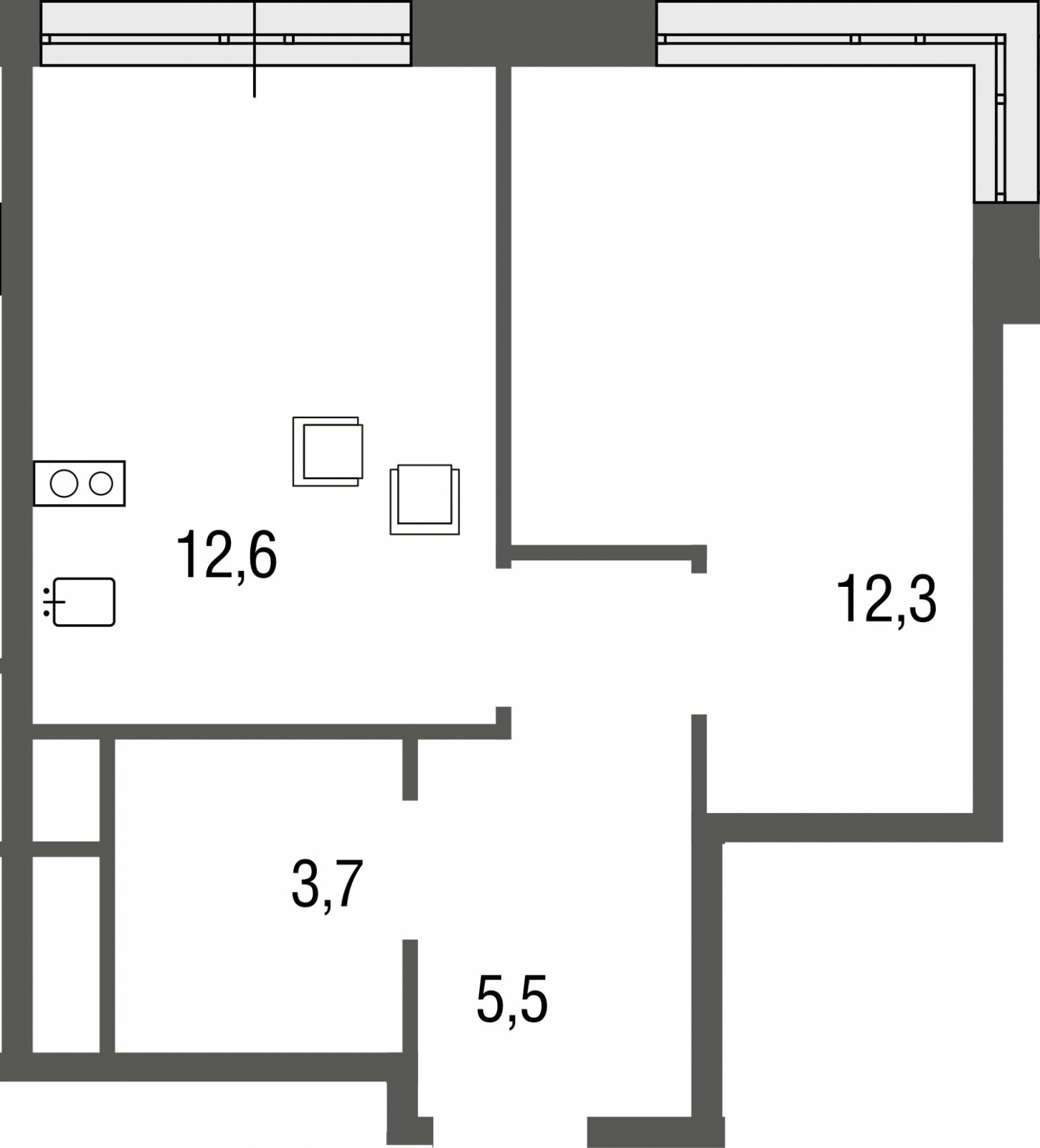1-комнатная квартира без отделки, 35.1 м2, 22 этаж, сдача 1 квартал 2024 г., ЖК Сиреневый Парк, корпус 32 - объявление 2269665 - фото №1
