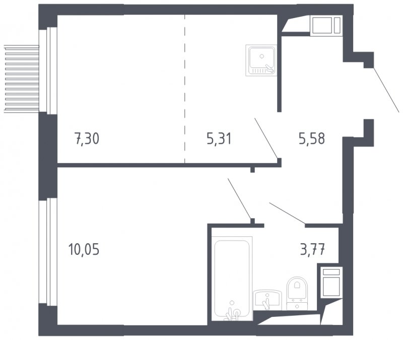 2-комнатная квартира с полной отделкой, 32.01 м2, 13 этаж, сдача 3 квартал 2023 г., ЖК Мытищи Парк, корпус 2 - объявление 1568775 - фото №1
