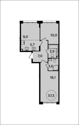 3-комнатная квартира (евро) с полной отделкой, 57.3 м2, 2 этаж, сдача 2 квартал 2024 г., ЖК Испанские кварталы, корпус 8.2 - объявление 1633609 - фото №1