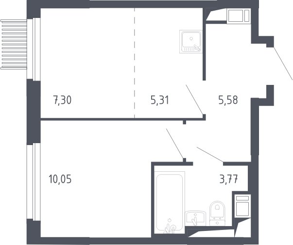 2-комнатная квартира с полной отделкой, 32 м2, 13 этаж, сдача 3 квартал 2023 г., ЖК Мытищи Парк, корпус 2 - объявление 2066447 - фото №1