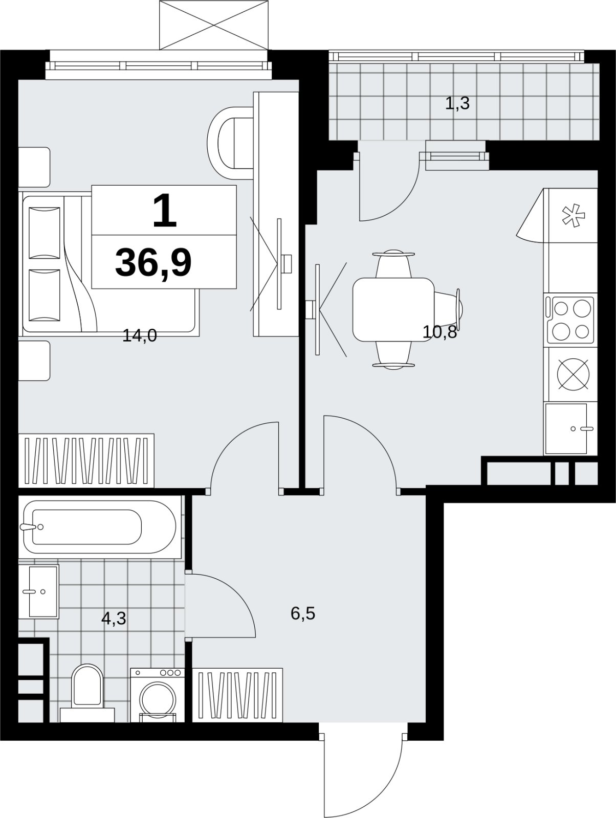1-комнатная квартира с полной отделкой, 36.9 м2, 8 этаж, сдача 1 квартал 2027 г., ЖК Скандинавия, корпус 2.18.2.1 - объявление 2351137 - фото №1