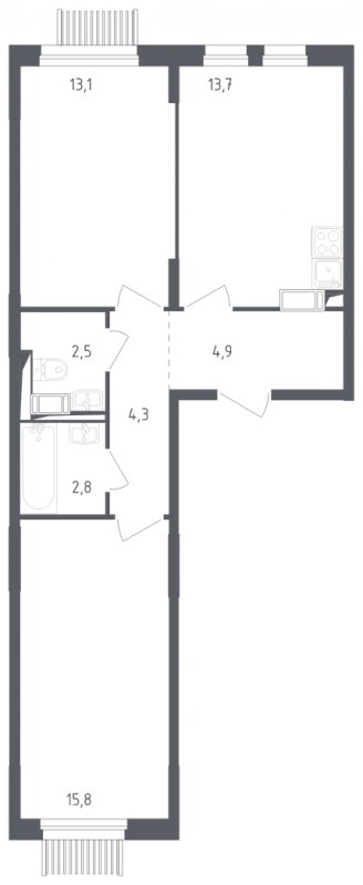 2-комнатная квартира с полной отделкой, 57.1 м2, 10 этаж, сдача 2 квартал 2025 г., ЖК Мытищи Парк, корпус 4 - объявление 1970837 - фото №1