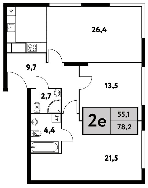 2-комнатная квартира без отделки, 78.2 м2, 2 этаж, сдача 4 квартал 2023 г., ЖК Фестиваль Парк - 2, корпус 25 - объявление 1660840 - фото №1