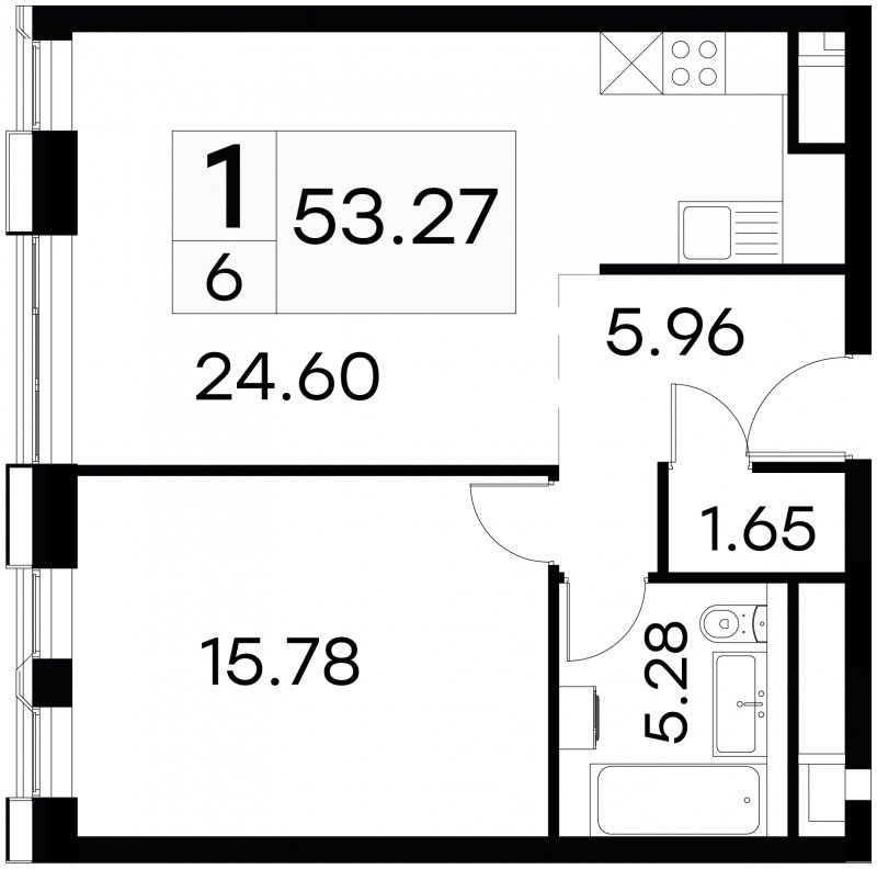 1-комнатные апартаменты с частичной отделкой, 53.27 м2, 2 этаж, сдача 3 квартал 2024 г., ЖК GloraX Aura Белорусская, корпус 1 - объявление 1708695 - фото №1