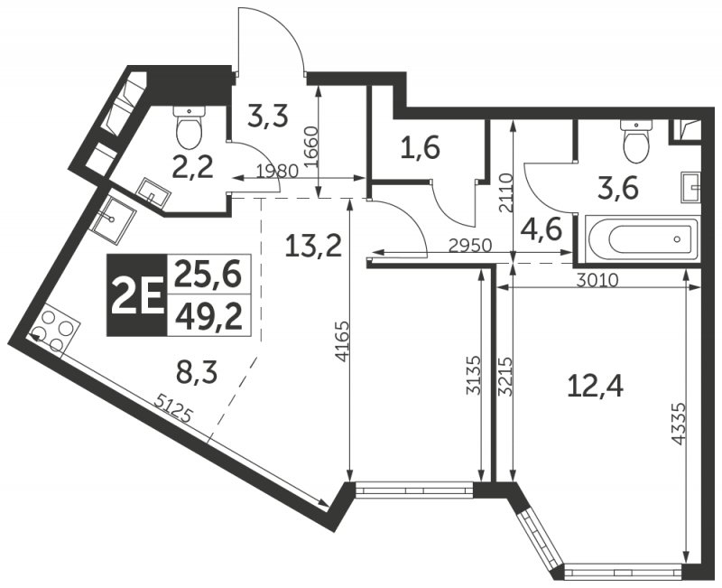 2-комнатная квартира без отделки, 49.2 м2, 18 этаж, сдача 4 квартал 2023 г., ЖК Архитектор, корпус 1 - объявление 1694305 - фото №1