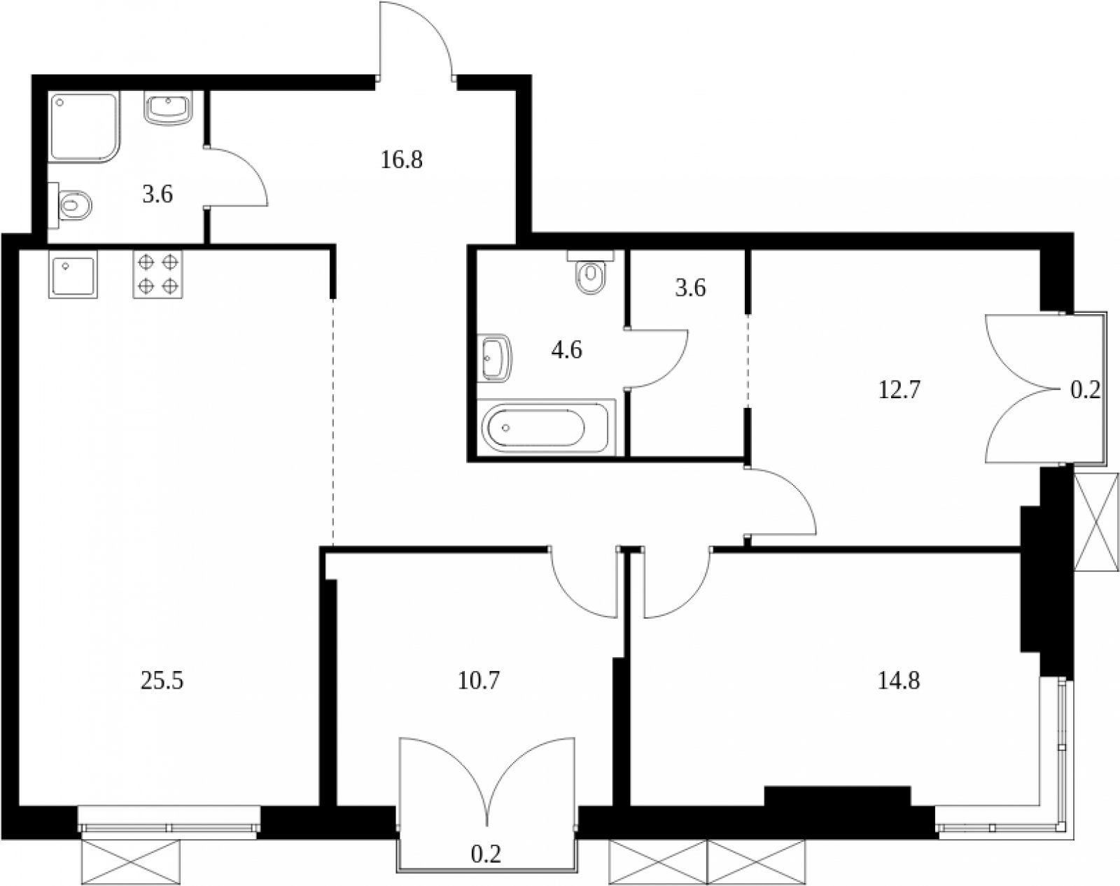 3-комнатная квартира без отделки, 92.7 м2, 3 этаж, сдача 4 квартал 2023 г., ЖК Holland park, корпус 11 - объявление 2020418 - фото №1