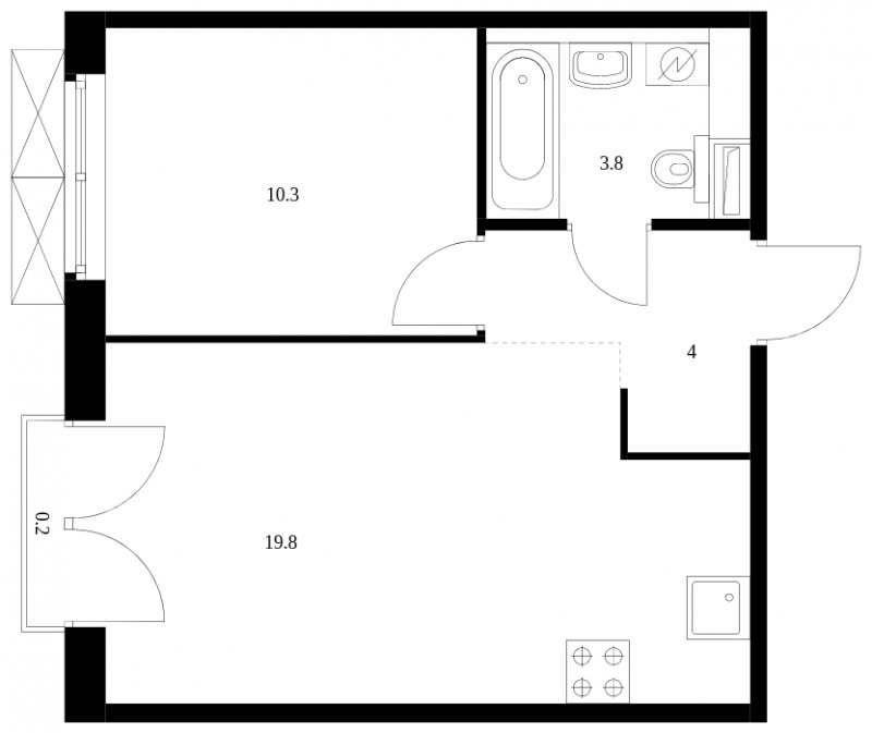1-комнатная квартира с полной отделкой, 38.1 м2, 9 этаж, сдача 3 квартал 2023 г., ЖК Середневский лес, корпус 1.2 - объявление 1606098 - фото №1