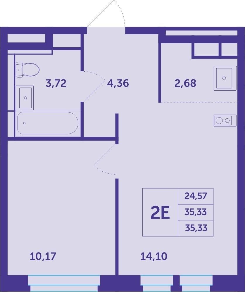 2-комнатная квартира без отделки, 35.33 м2, 12 этаж, сдача 4 квартал 2023 г., ЖК Большое Путилково, корпус 23 - объявление 2296685 - фото №1