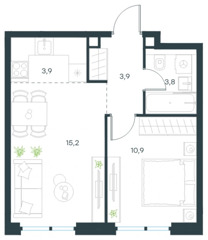 2-комнатная квартира без отделки, 37.7 м2, 11 этаж, сдача 4 квартал 2024 г., ЖК Level Мичуринский, корпус 6 - объявление 1747167 - фото №1