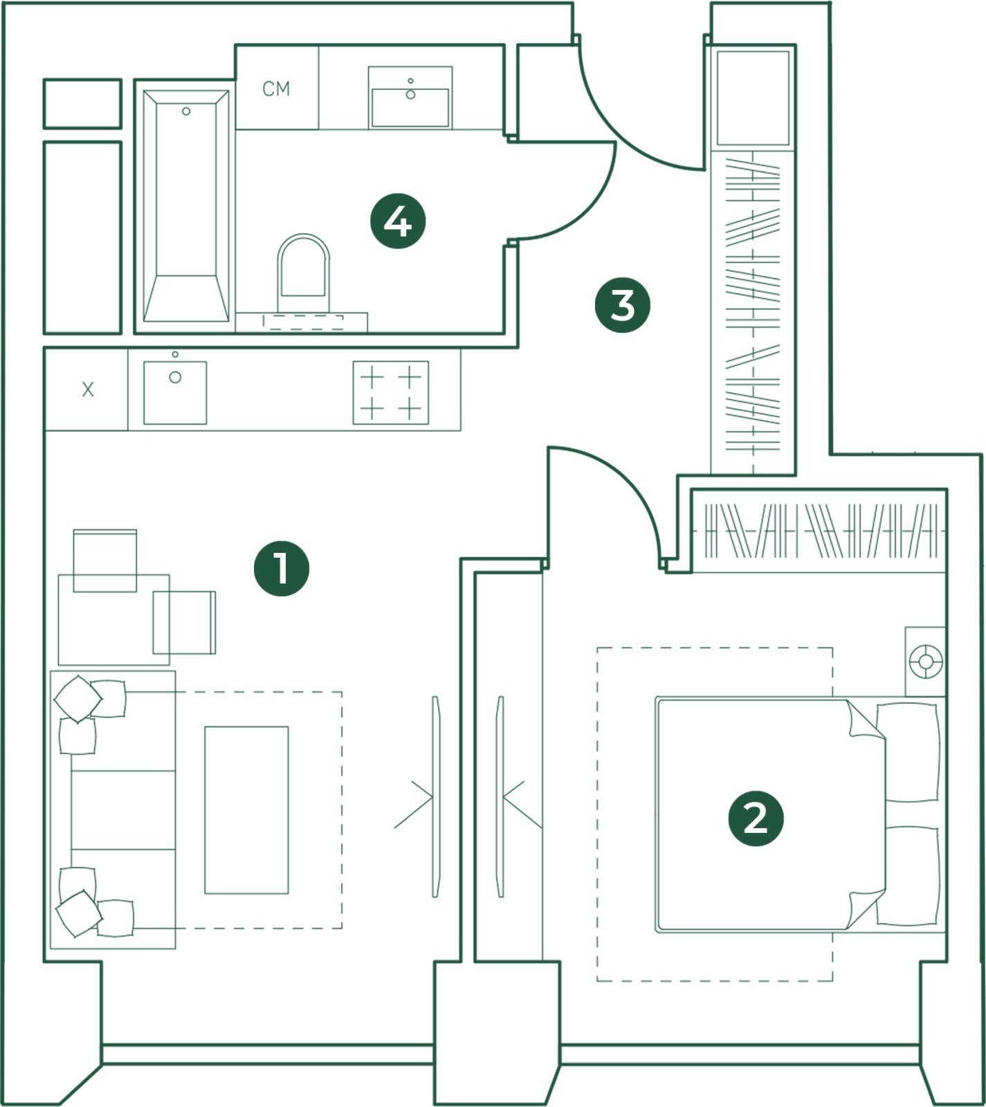 2-комнатная квартира (евро) с полной отделкой, 40.2 м2, 20 этаж, дом сдан, ЖК Эко-квартал VERY, корпус 2 - объявление 2394332 - фото №1