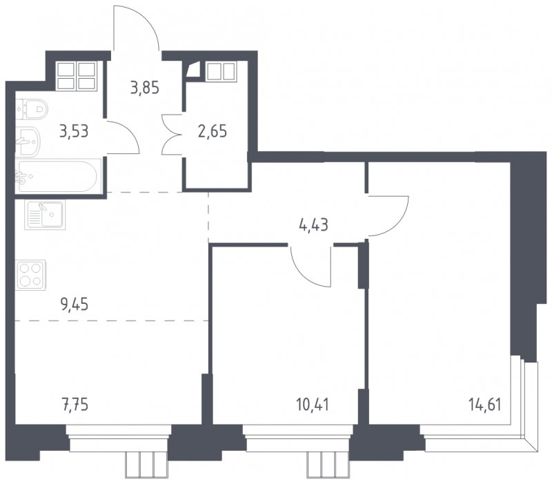 3-комнатные апартаменты с полной отделкой, 56.68 м2, 8 этаж, сдача 1 квартал 2023 г., ЖК Тропарево Парк, корпус 1.1 - объявление 1755375 - фото №1