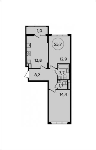 2-комнатная квартира с полной отделкой, 55.7 м2, 9 этаж, сдача 2 квартал 2024 г., ЖК Испанские кварталы, корпус 8.1 - объявление 1633295 - фото №1