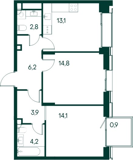 2-комнатная квартира 60.1 м2, 4 этаж, сдача 2 квартал 2025 г., ЖК Клубный город на реке Primavera, корпус 4 квартала "Vivaldi" - объявление 2099784 - фото №1