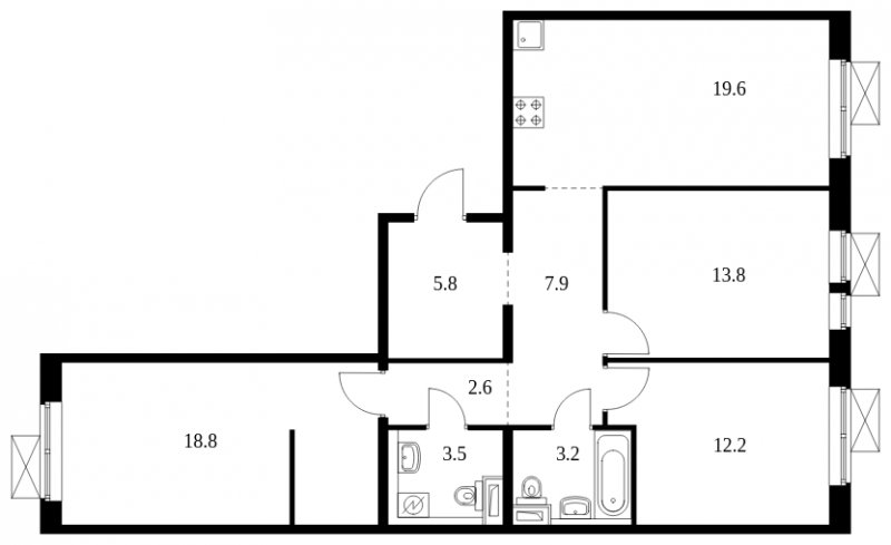 3-комнатная квартира с полной отделкой, 87.4 м2, 15 этаж, сдача 4 квартал 2023 г., ЖК Саларьево Парк, корпус 48.4 - объявление 1555327 - фото №1