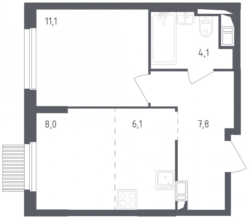 2-комнатная квартира с полной отделкой, 37.1 м2, 17 этаж, сдача 2 квартал 2024 г., ЖК Мытищи Парк, корпус 3 - объявление 1822319 - фото №1