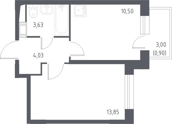 1-комнатная квартира с полной отделкой, 32.9 м2, 10 этаж, сдача 3 квартал 2023 г., ЖК Люберцы, корпус 66 - объявление 2066596 - фото №1