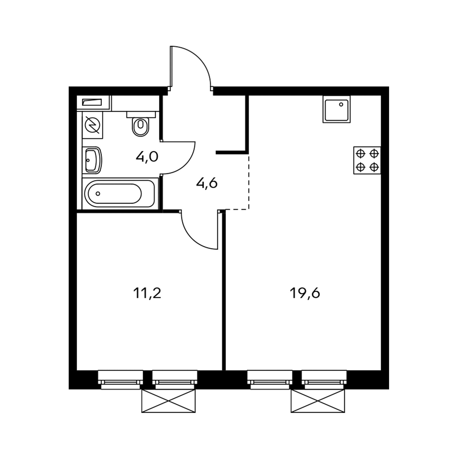 1-комнатная квартира с полной отделкой, 38.7 м2, 4 этаж, дом сдан, ЖК Мякинино парк, корпус 2.1 - объявление 2196208 - фото №1