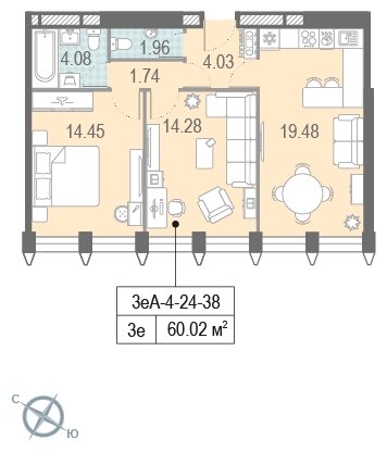 2-комнатная квартира 3 м2, 24 этаж, сдача 2 квартал 2022 г., ЖК ЗИЛАРТ, корпус ZILART TOWER - объявление 1691942 - фото №1