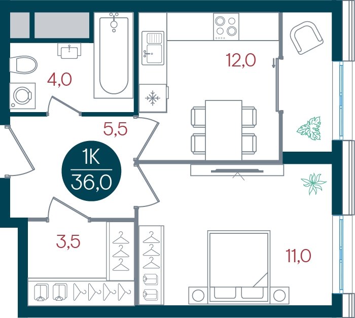 1-комнатная квартира без отделки, 36 м2, 2 этаж, дом сдан, ЖК РУСИЧ Новые Котельники, корпус 3 - объявление 2433632 - фото №1