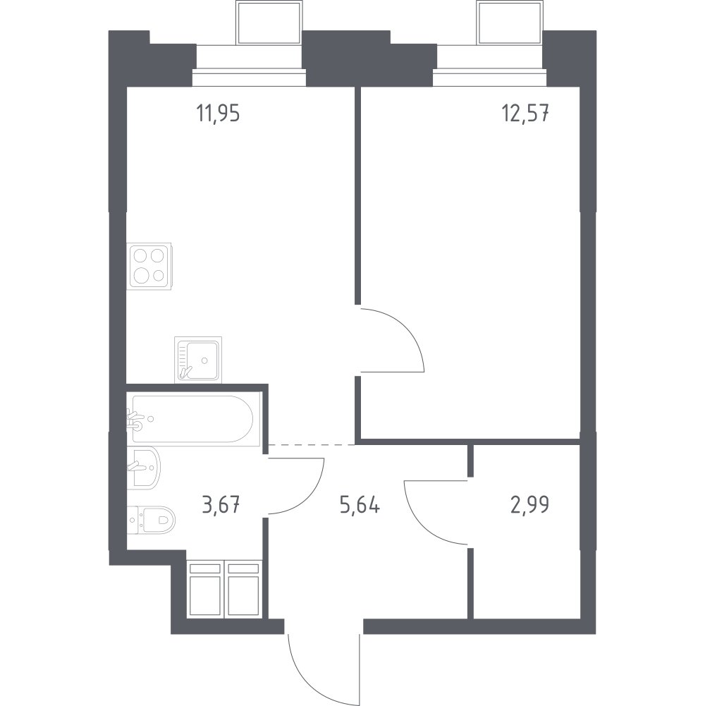 1-комнатная квартира с полной отделкой, 36.82 м2, 3 этаж, сдача 2 квартал 2024 г., ЖК Тропарево Парк, корпус 2.4 - объявление 2204679 - фото №1