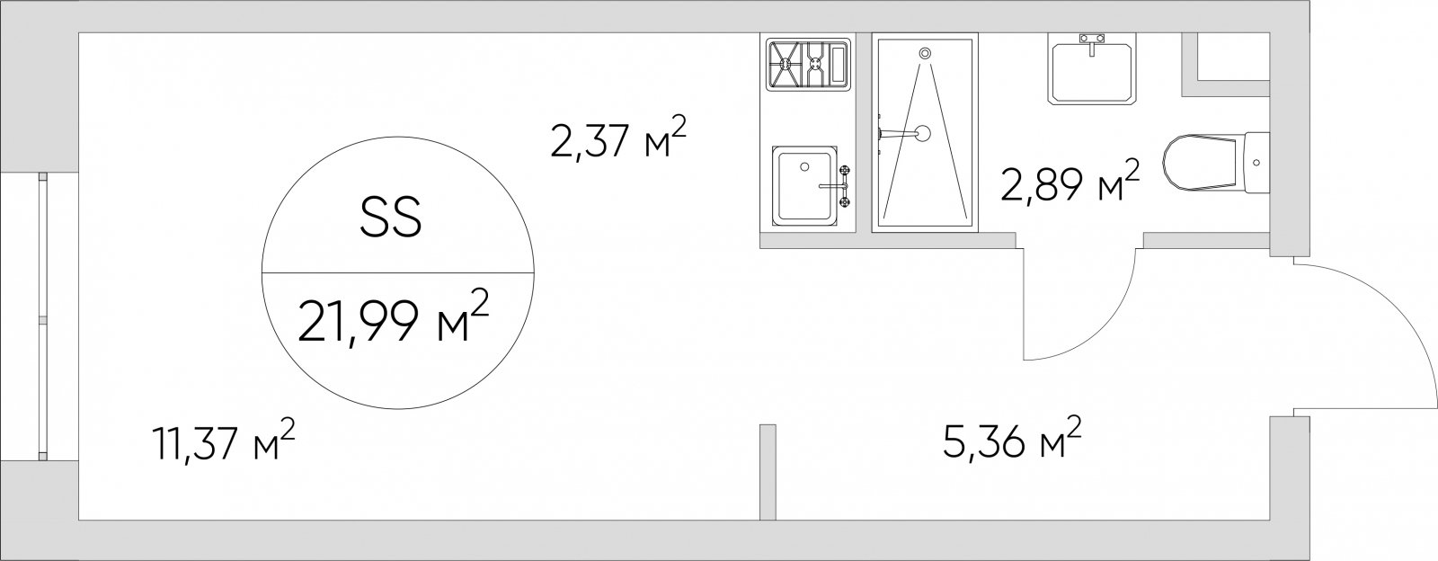 Студия без отделки, 21.99 м2, 14 этаж, дом сдан, ЖК N'ICE LOFT, корпус 1 - объявление 2406362 - фото №1