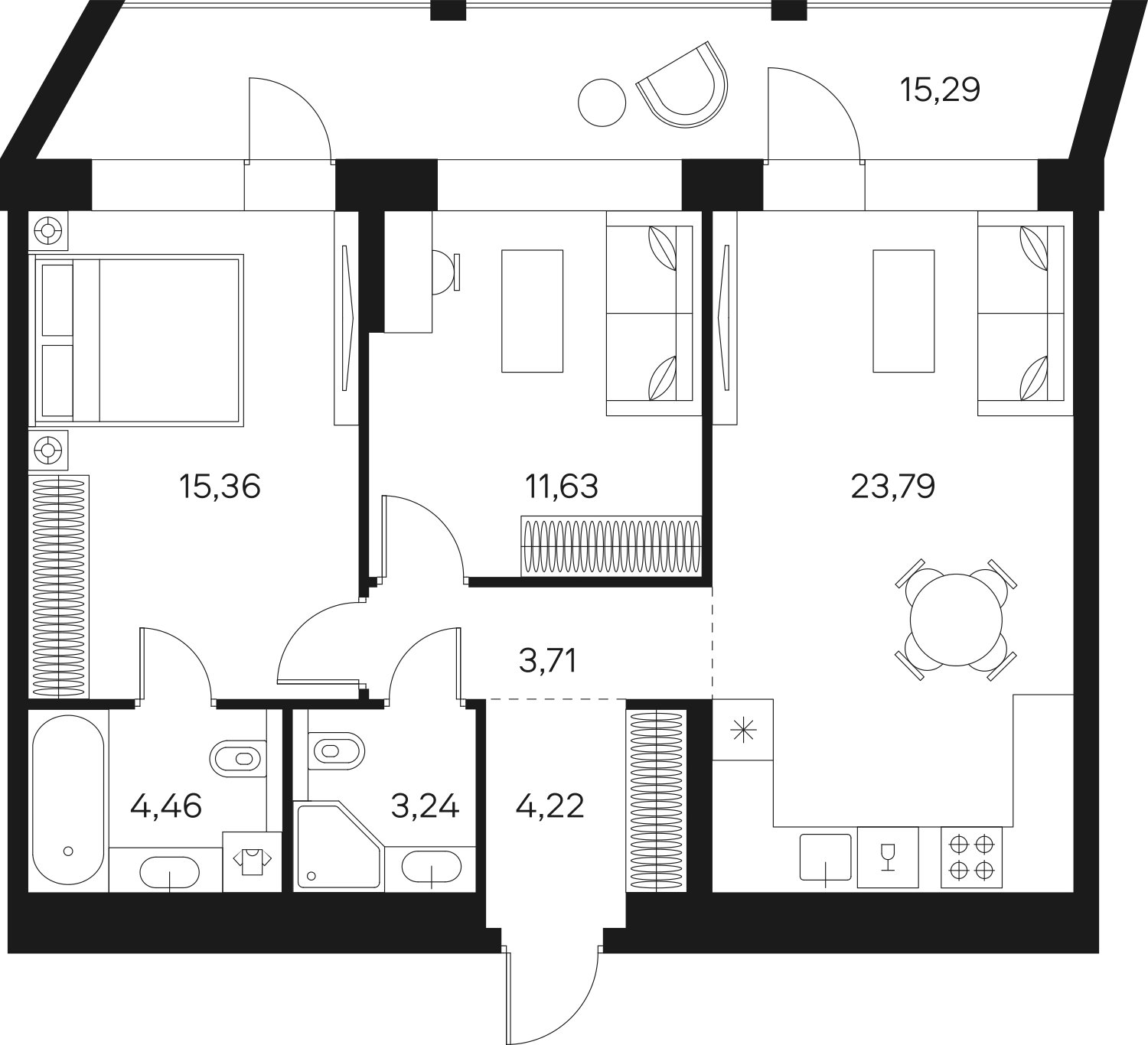 2-комнатная квартира без отделки, 74.13 м2, 5 этаж, сдача 4 квартал 2024 г., ЖК FØRST, корпус 2 - объявление 2350543 - фото №1