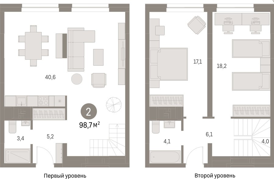 2-комнатная квартира с частичной отделкой, 98.68 м2, 13 этаж, сдача 1 квартал 2025 г., ЖК Первый квартал, корпус 5 - объявление 2310695 - фото №1