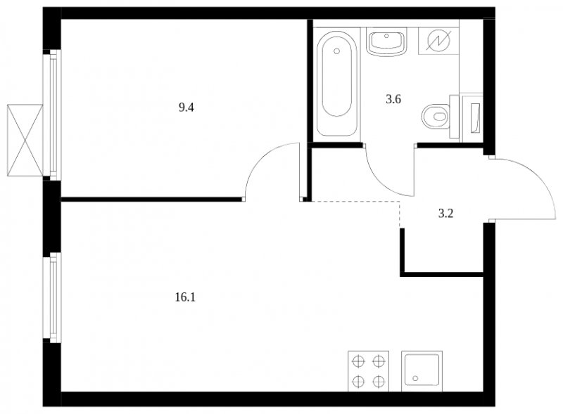 1-комнатная квартира с полной отделкой, 32.3 м2, 21 этаж, сдача 2 квартал 2024 г., ЖК Митинский лес, корпус 1.4 - объявление 1618345 - фото №1