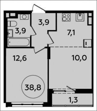 2-комнатная квартира (евро) с полной отделкой, 38.8 м2, 7 этаж, сдача 2 квартал 2024 г., ЖК Испанские кварталы, корпус 8.1 - объявление 1633323 - фото №1