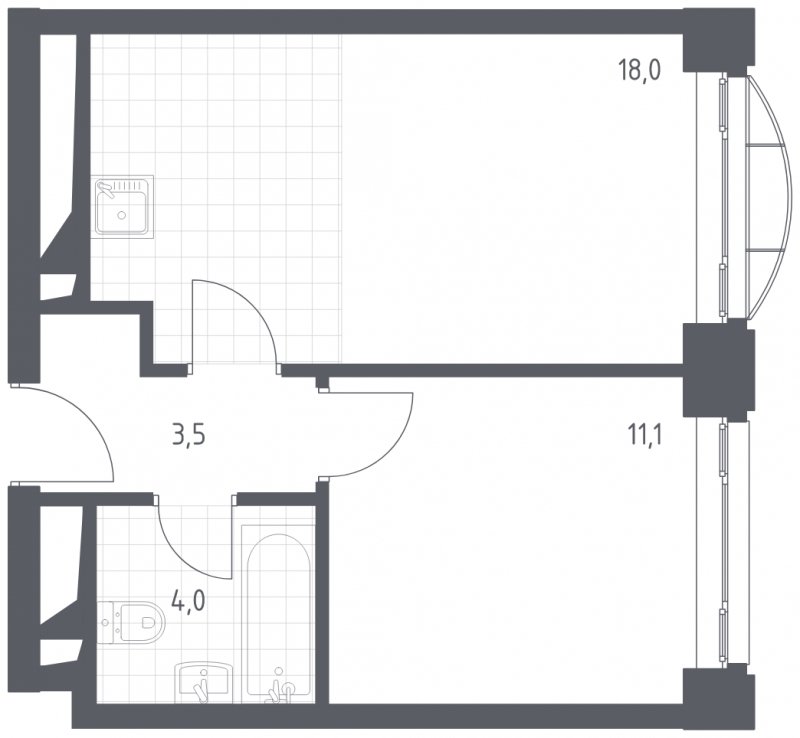 1-комнатная квартира с полной отделкой, 36.6 м2, 4 этаж, сдача 4 квартал 2022 г., ЖК Новоданиловская 8, корпус 2 - объявление 1693189 - фото №1