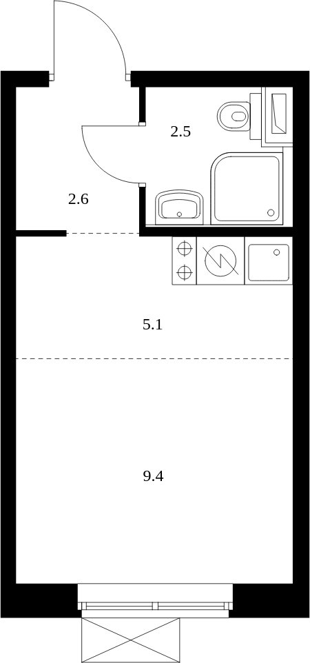 Студия с полной отделкой, 19.6 м2, 25 этаж, сдача 4 квартал 2023 г., ЖК Восточное Бутово, корпус 15 - объявление 1996650 - фото №1