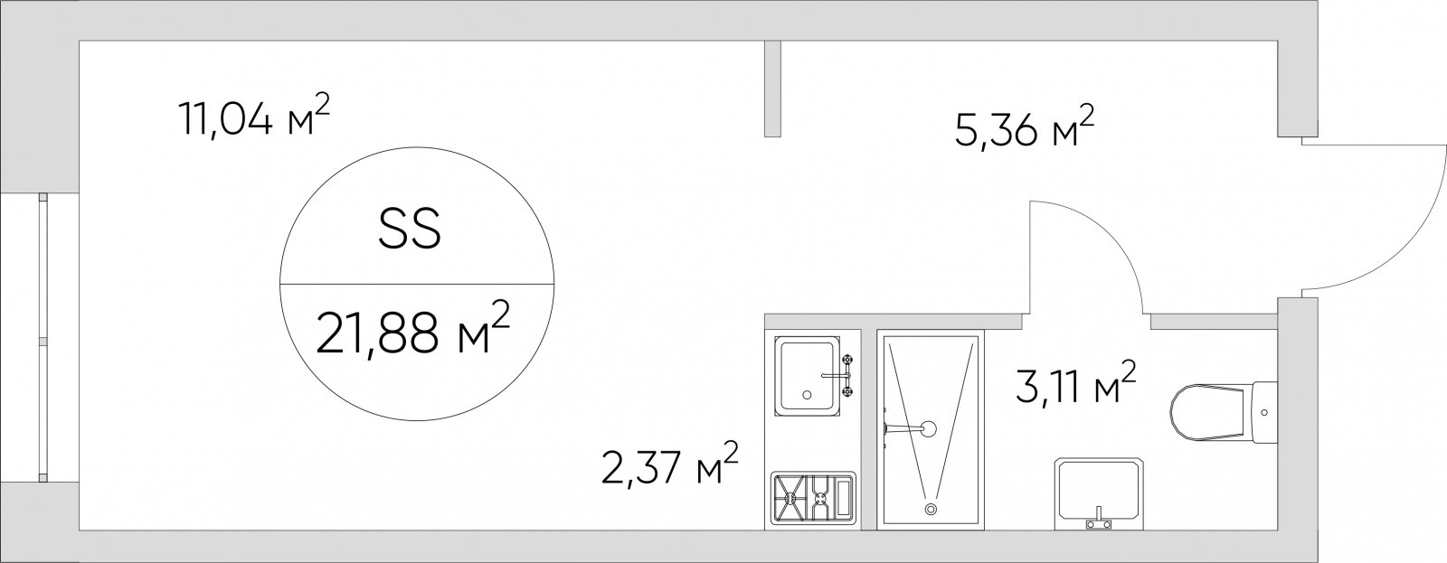 Студия без отделки, 22.21 м2, 16 этаж, дом сдан, ЖК N'ICE LOFT, корпус 1 - объявление 2406364 - фото №1