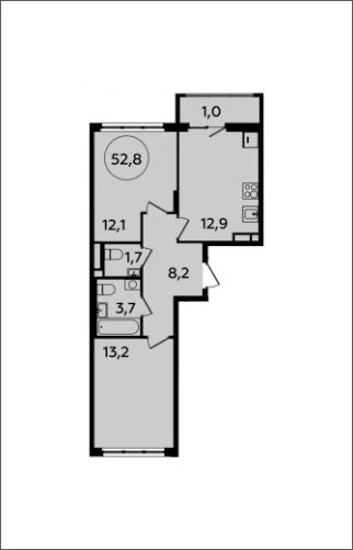 2-комнатная квартира с полной отделкой, 52.8 м2, 8 этаж, сдача 2 квартал 2024 г., ЖК Испанские кварталы, корпус 8.1 - объявление 1633331 - фото №1