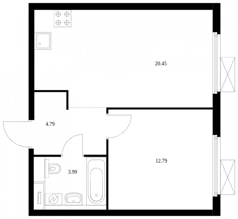 1-комнатная квартира с полной отделкой, 42.02 м2, 32 этаж, сдача 2 квартал 2024 г., ЖК Матвеевский Парк, корпус 1.1 - объявление 1681221 - фото №1