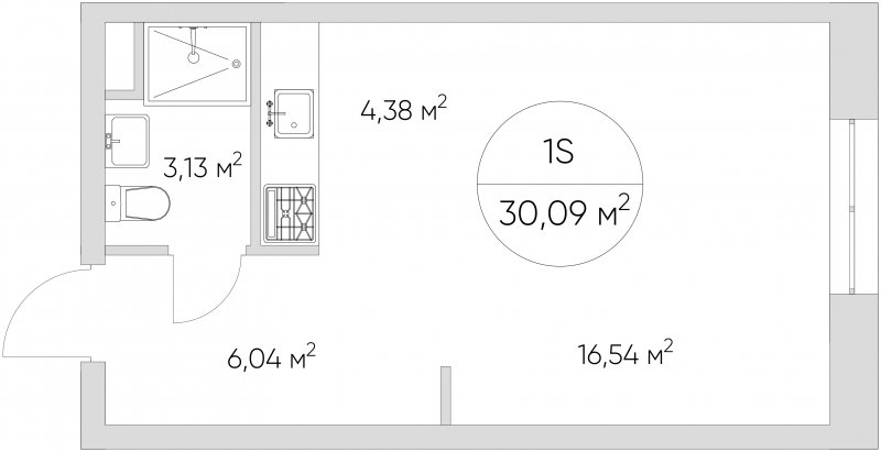 Студия с частичной отделкой, 30.09 м2, 8 этаж, сдача 1 квартал 2024 г., ЖК N'ICE LOFT, корпус 3 - объявление 1877066 - фото №1
