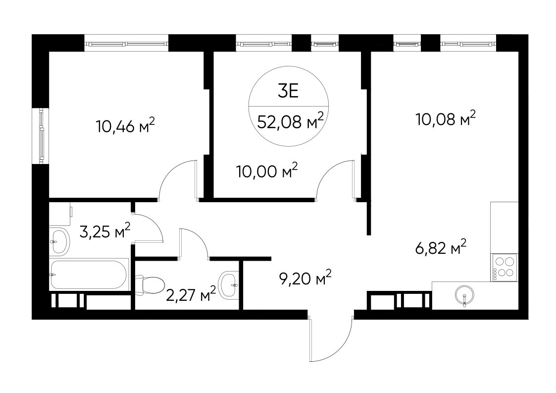 3-комнатная квартира с полной отделкой, 51 м2, 11 этаж, дом сдан, ЖК Люберцы, корпус 63 - объявление 2183273 - фото №1