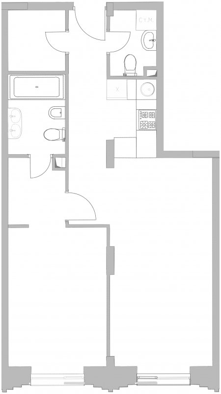 1-комнатная квартира с частичной отделкой, 54.9 м2, 3 этаж, дом сдан, ЖК Kazakov Grand Loft, корпус 1 - объявление 1964433 - фото №1