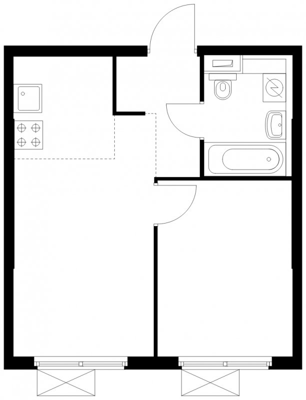 2-комнатная квартира с полной отделкой, 34.4 м2, 7 этаж, сдача 1 квартал 2025 г., ЖК Бунинские луга, корпус 3.8.1 - объявление 1848738 - фото №1