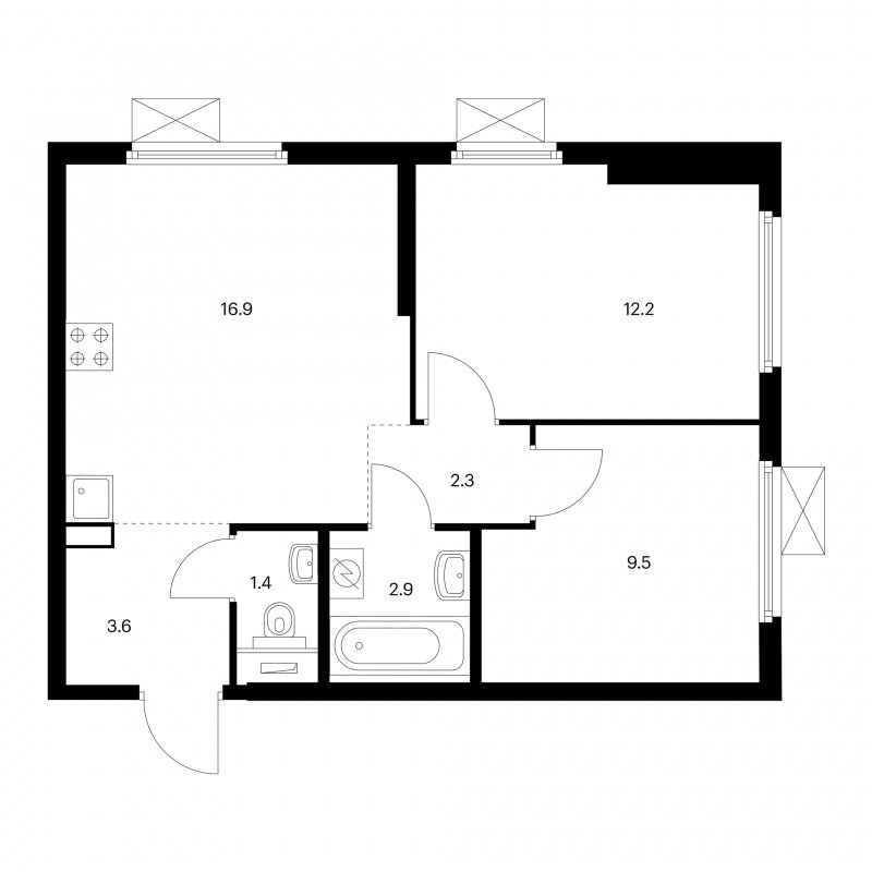2-комнатная квартира с полной отделкой, 48.8 м2, 2 этаж, сдача 2 квартал 2024 г., ЖК Митинский лес, корпус 1.3 - объявление 1700037 - фото №1